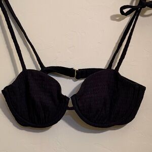 Abercrombie & Fitch Black Bikini Top Small Textured Tie Strap Swim Top NWT